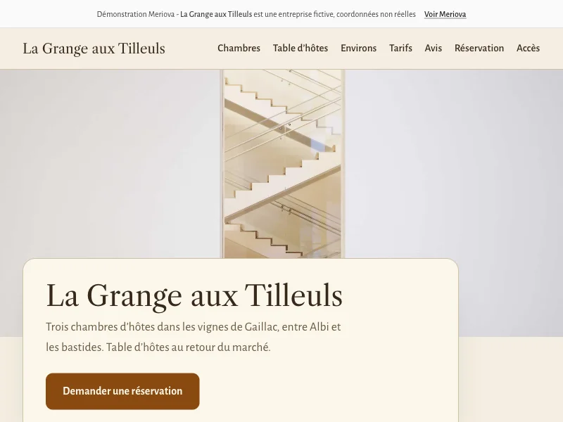 Aperçu du site de démonstration pour un gîte et chambre d’hôtes