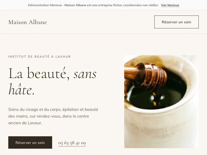 Aperçu du site de démonstration pour un institut de beauté