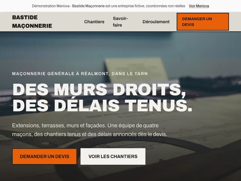 Aperçu du site de démonstration pour un maçon