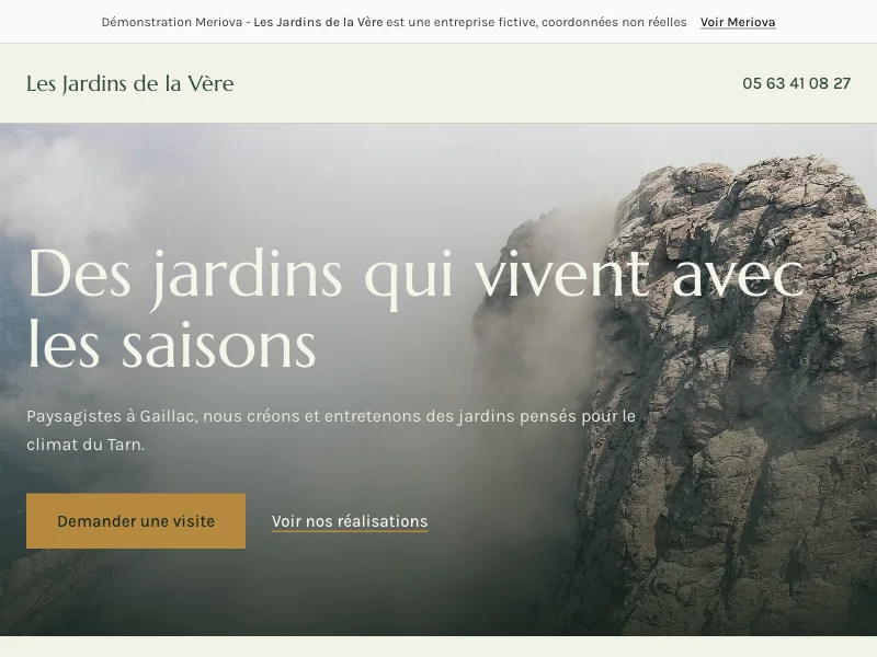 Aperçu du site de démonstration pour un paysagiste