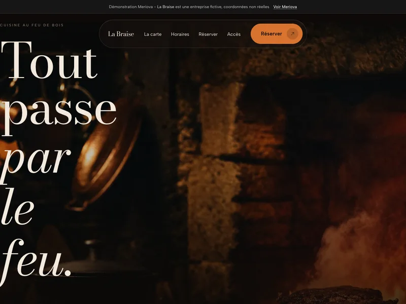 Aperçu du site de démonstration pour un restaurant